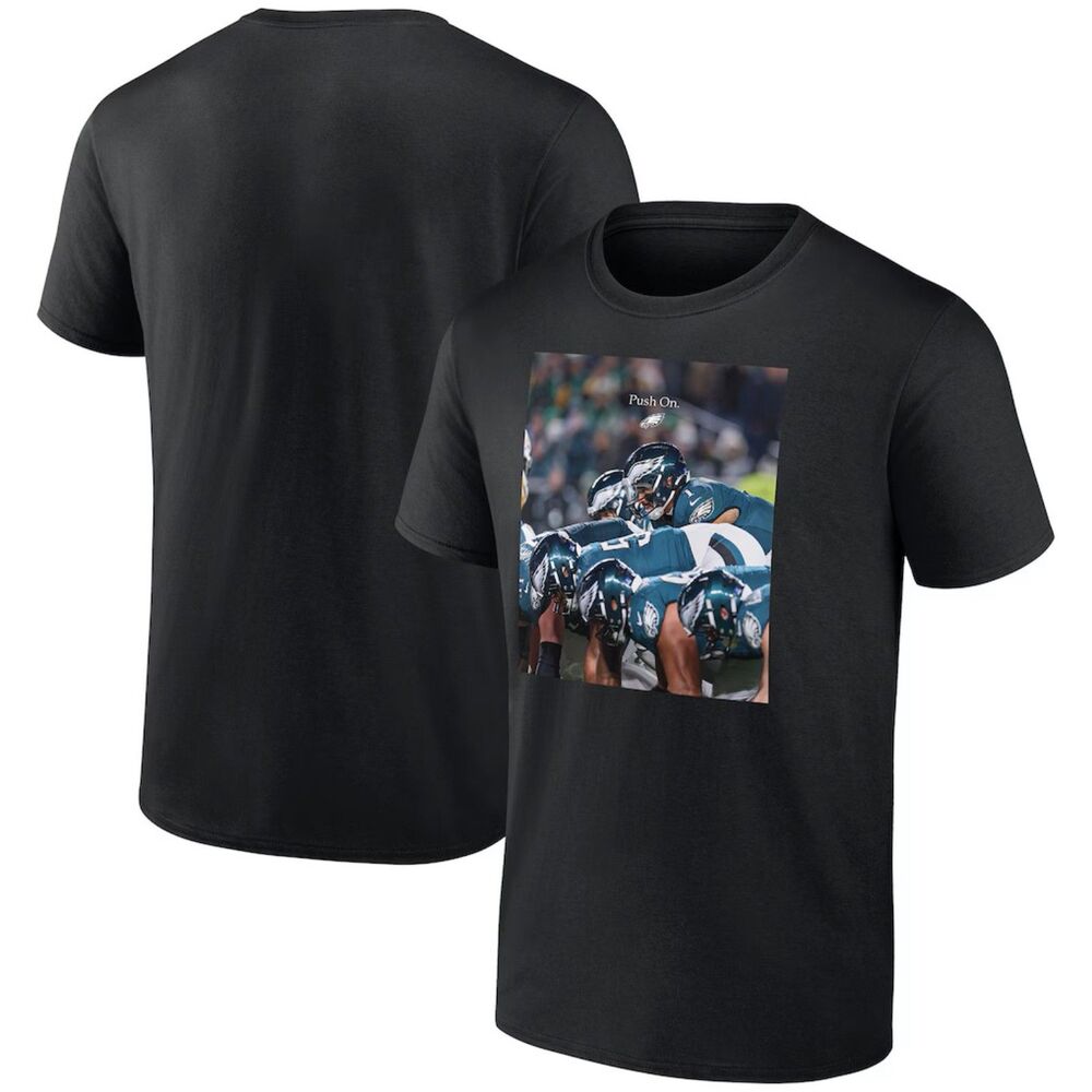 Men's Black Philadelphia Eagles Push On T-Shirt, Size-XL